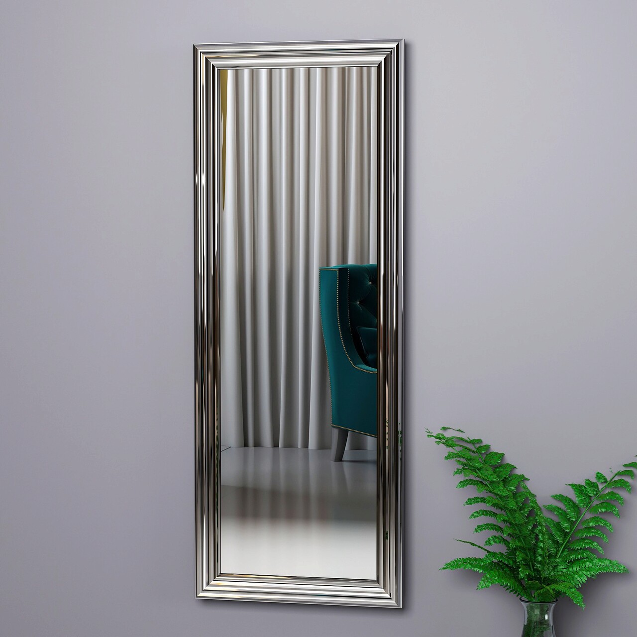 Oglinda decorativa, Hanah Home, Smooth, 40x105x3 cm, Argintiu - imagine 7